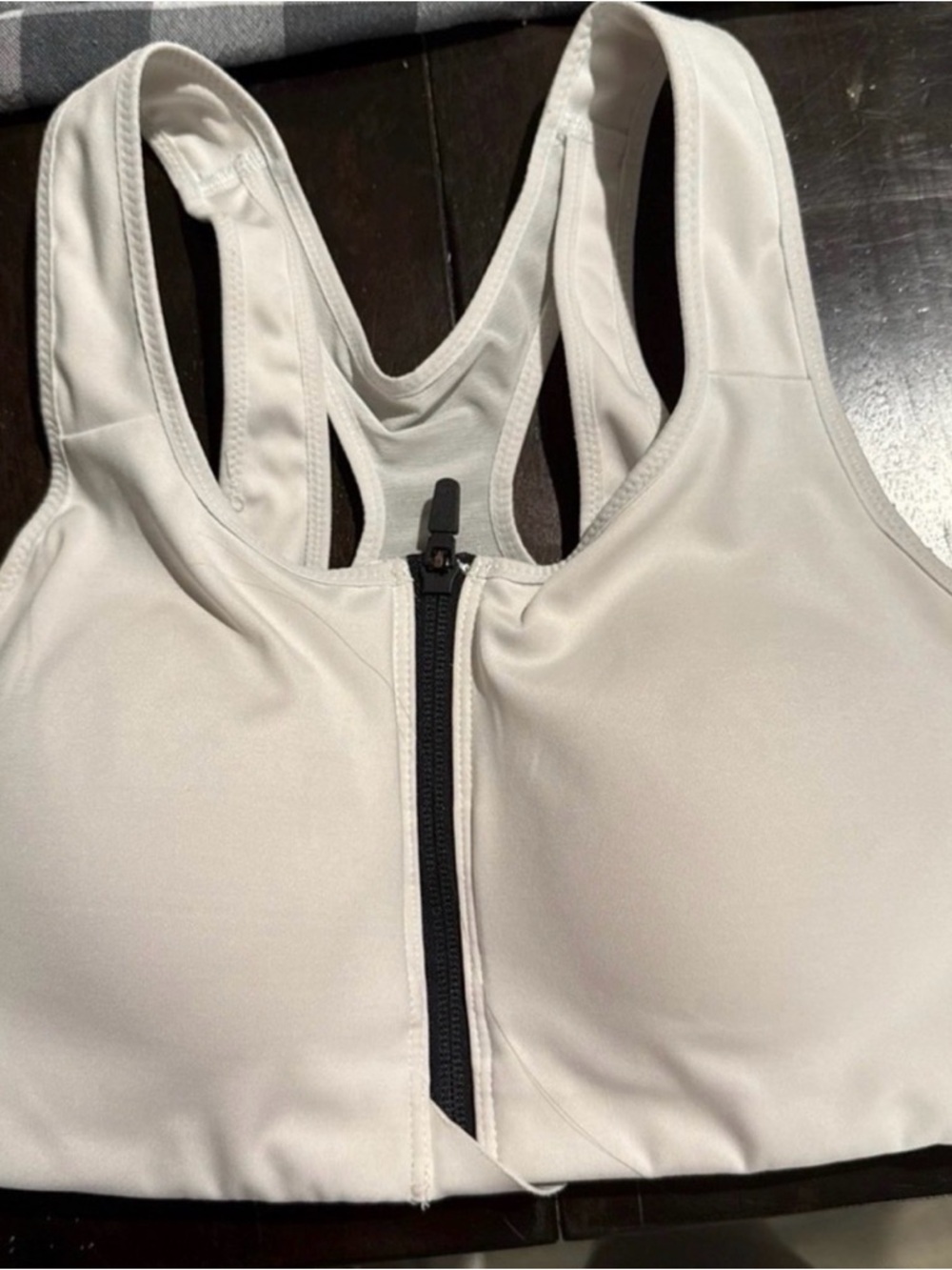 Front-Zip Heather Sage Sports Bra - Light Green - Picture 3 of 4